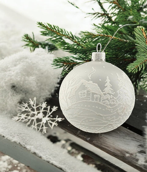 Frosted Blown Glass Ornament - Handcrafted - White Cabins Design