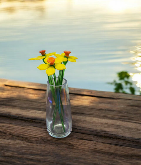 Yellow Glass Daffodil - Handcrafted Long Stem Flower