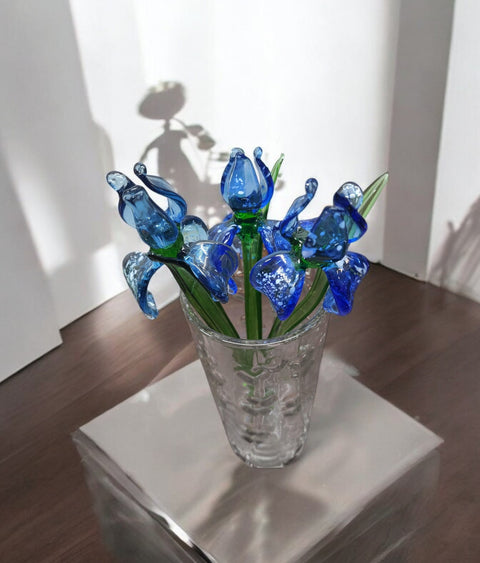 Blue Glass Iris - Handcrafted Long Stem Flower