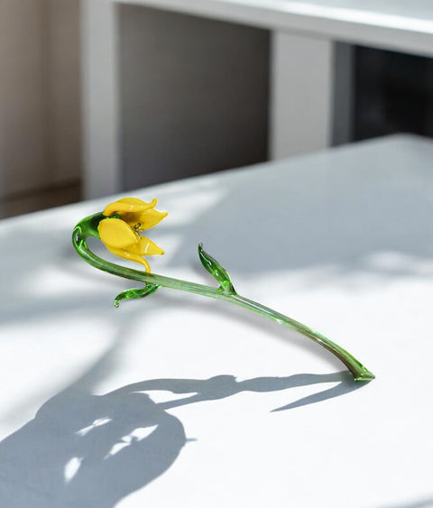 Yellow Glass Lily - Handcrafted Short Stem Flower