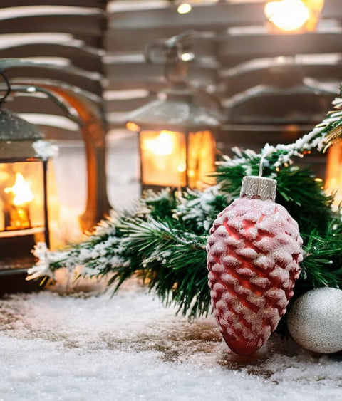 Hand Decorated Glass Keepsake Ornament - Charming Red Pinecone Design