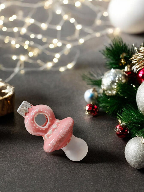 Hand Decorated Glass Keepsake Ornament - Charming Pink Pacifier Design