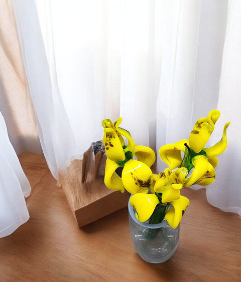 Yellow Glass Iris - Handcrafted Long Stem Flower