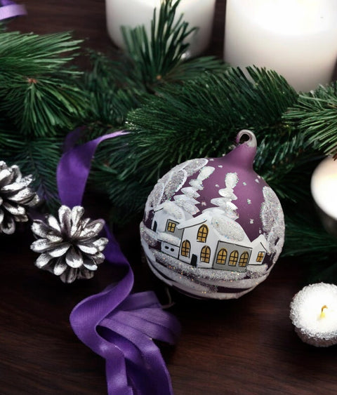 Purple Blown Glass Ornament - Handcrafted - White Cabins Design