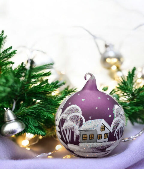 Purple Blown Glass Ornament - Handcrafted - White Cabins Design