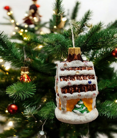 Hand Decorated Glass Keepsake Ornament - Charming Candy House Design