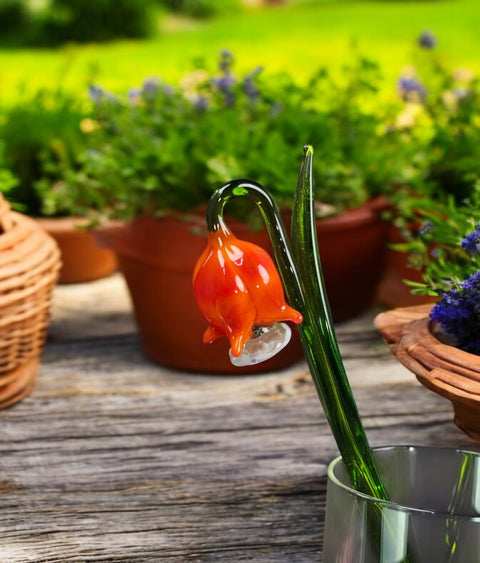 Orange Glass Bellflower - Handcrafted Long Stem Flower