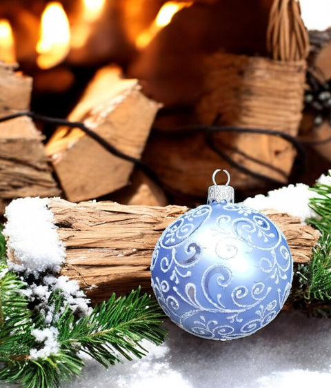 Light Blue Blown Glass Ornament - Handcrafted - Hand Made - Modern Design