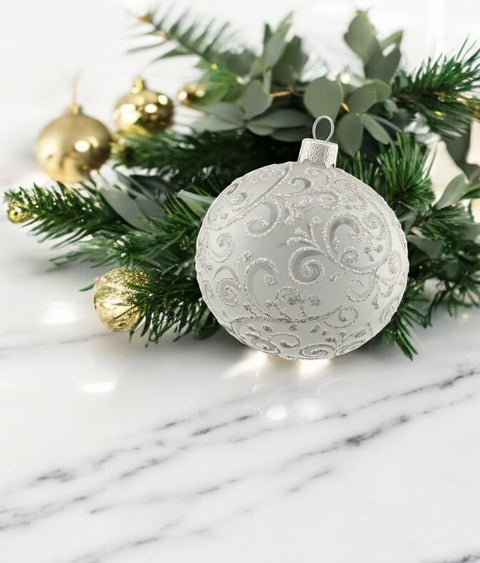 Frosted Blown Glass Ornament - Handcrafted - Hand Made - Modern Design