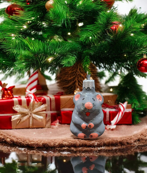 Hand Decorated Glass Keepsake Ornament - Charming Mouse Design