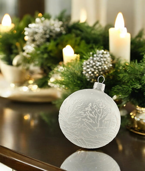 Frosted Blown Glass Ornament - Handcrafted - White Cabins Design