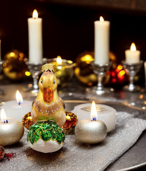 Hand Decorated Glass Keepsake Ornament - Charming Duck Design