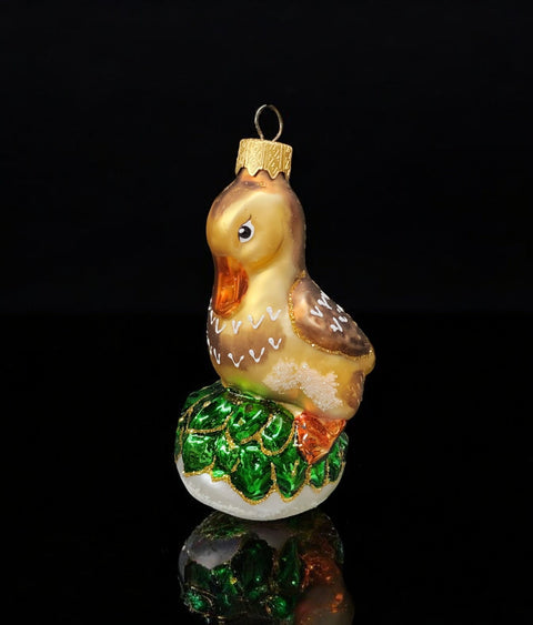 Hand Decorated Glass Keepsake Ornament - Charming Duck Design