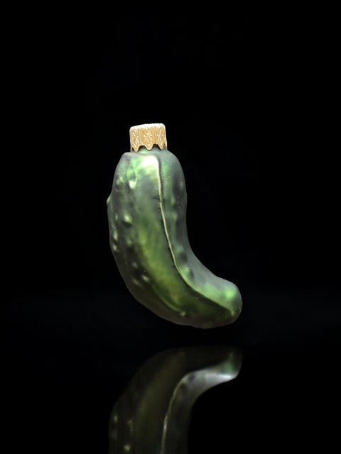 Hand Decorated Glass Keepsake Ornament - Charming Pickle Design