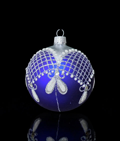 Blue Blown Glass Ornament - Handcrafted - Persian Princess Design