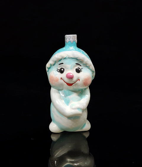 Hand Decorated Glass Keepsake Ornament - Charming Snowboy Design