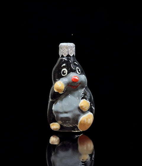 Hand Decorated Glass Keepsake Ornament - Charming Mole Design