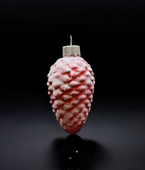 Hand Decorated Glass Keepsake Ornament - Charming Red Pinecone Design