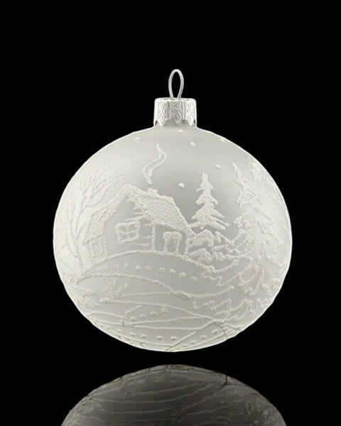 Frosted Blown Glass Ornament - Handcrafted - White Cabins Design