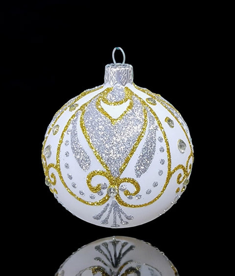Silver and Gold Forever Heart Blown Glass Ornament, Modern Design and Crafted in Ukraine, Individually Box, Keep Sake Ornament