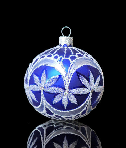 Blue Blown Glass Ornament - Handcrafted - Palm Tree Design