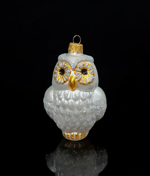 Hand Decorated Glass Keepsake Ornament - Charming Silver Owl Design