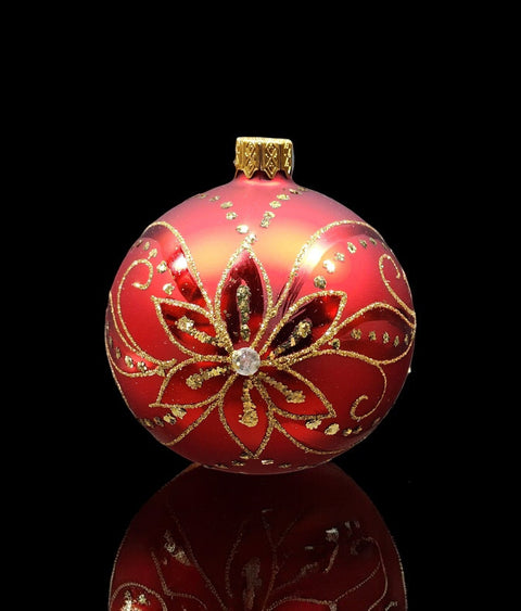 Red Blown Glass Ornament - Handcrafted - Modern Design