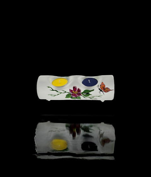 Frosted - Double Candle Holder - Butterfly