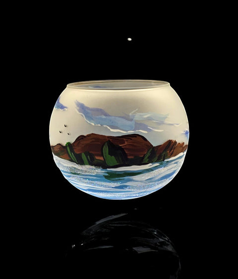 Medium Frosted Glass Candle Holder - Light House