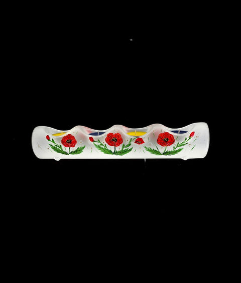 Frosted Glass Quadruple Candle Holder - Poppy Yule Log