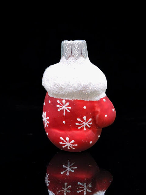 Hand Decorated Glass Keepsake Ornament - Charming Small Mitten Design