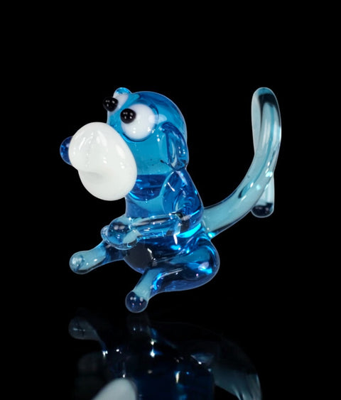 Light Blue Monkey Figurine, Mini Glass Murano Quality Lampworking Glass Figurine, Hand Made In Ukraine, A Great Addition To Your Collection