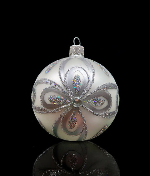 Silver Blown Glass Ornament - Handcrafted - Modern Design