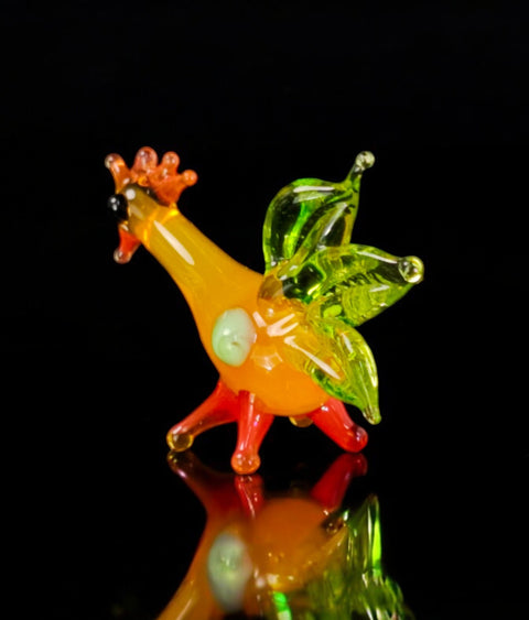 Rooster Figurine, Mini Glass Murano Quality Lampworking Glass Figurine, Hand Made In Ukraine, A Great Addition To Your Collection