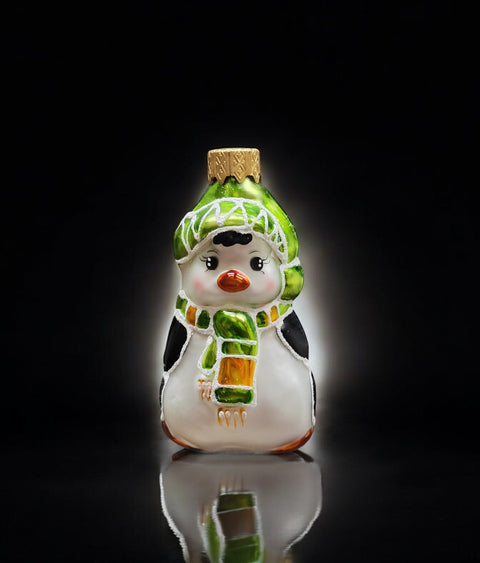 Hand Decorated Glass Keepsake Ornament - Charming Small Penguin Design