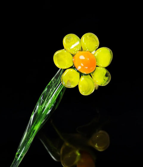 Yellow Glass Daisy, Handcrafted Glass Flower, Hand Made In Ukraine Using Murano Quality Glass, Great Gift For Flower Lovers, 12 Inch Daisy