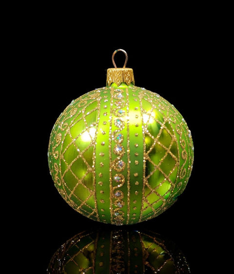 Green Blown Glass Ornament - Handcrafted - Hand Made - Modern Design