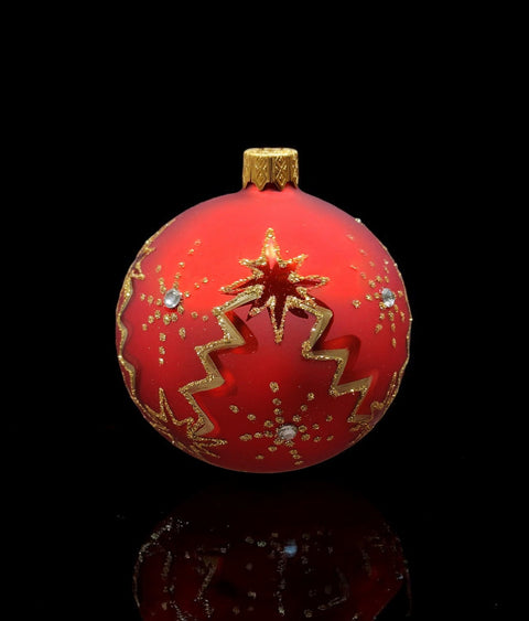 Red Blown Glass Ornament - Handcrafted - Gold Mountains Design