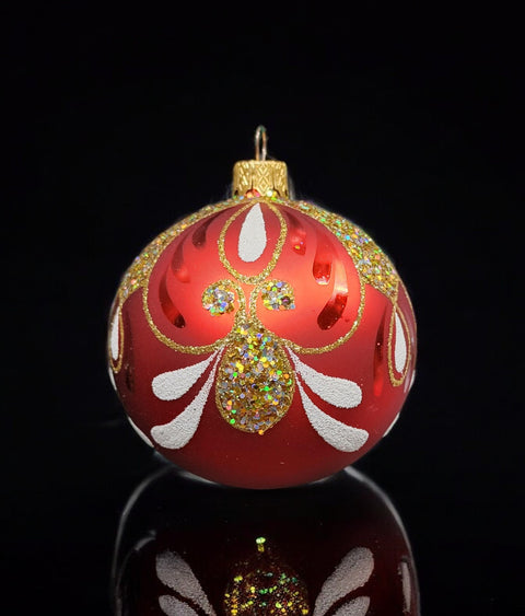 Red & Gold Blown Glass Ornament - Handcrafted - Bumble Bee Design