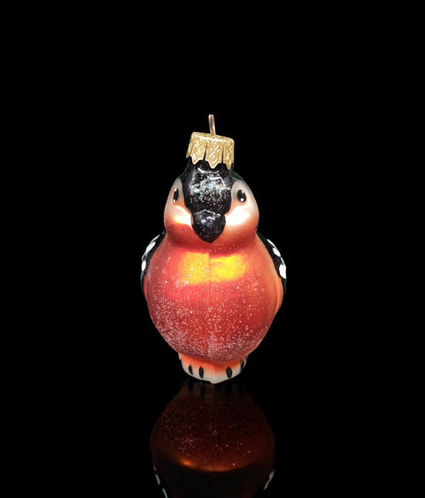 Hand Decorated Glass Keepsake Ornament - Charming Bull Finch  Design