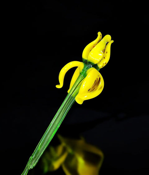 Yellow Glass Iris - Handcrafted Long Stem Flower