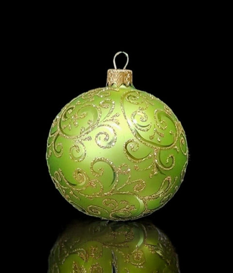 Green Blown Glass Ornament - Handcrafted - Hand Made - Modern Design