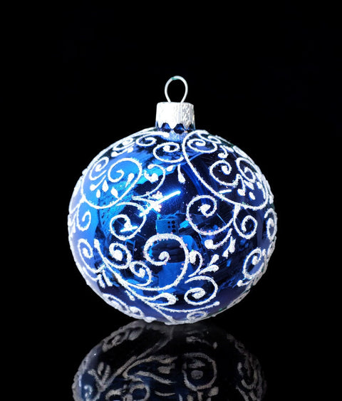 Blue Blown Glass Ornament - Handcrafted - Hand Made - Modern Design