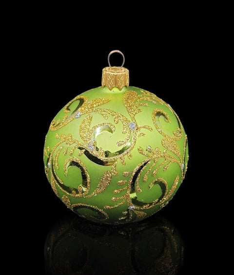 Green Blown Glass Ornament - Handcrafted - Hand Made - Modern Design