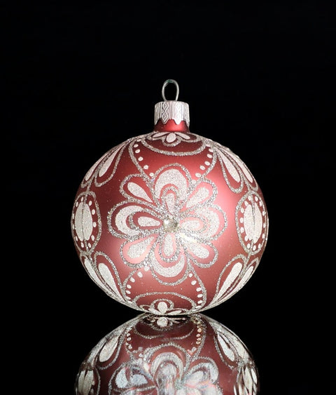 Pink Blown Glass Ornament - Handcrafted - Flower Design