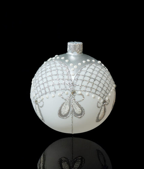 Silver Blown Glass Ornament - Handcrafted - Persian Princess Design