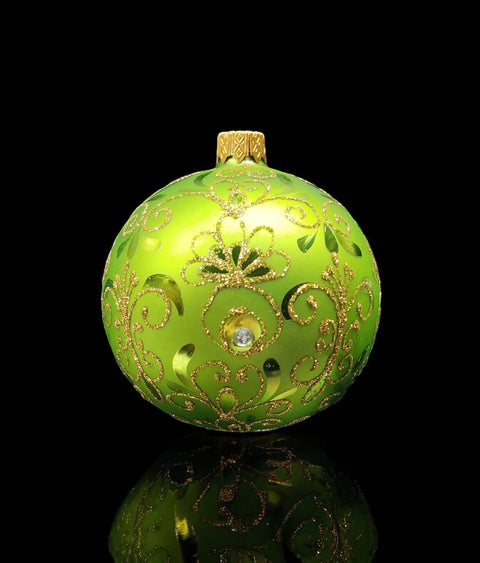 Green Blown Glass Ornament - Handcrafted - Pineapple Design