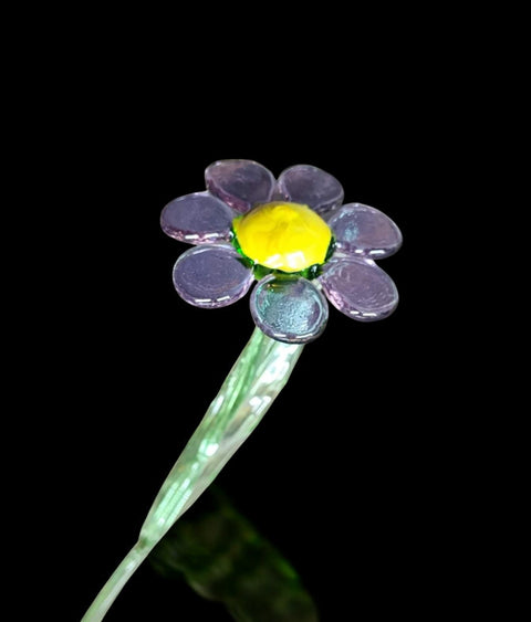 Purple Glass Daisy - Handcrafted Long Stem Flower