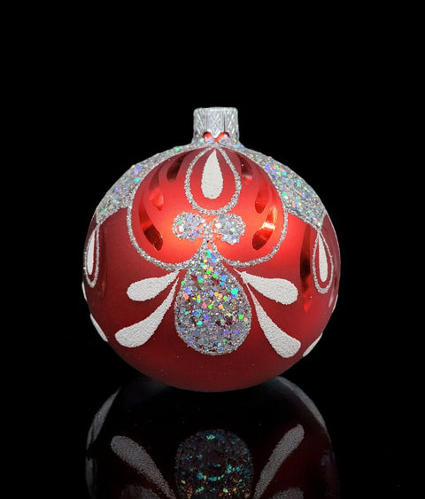 Red Blown Glass Ornament - Handcrafted - Bumble Bee Design