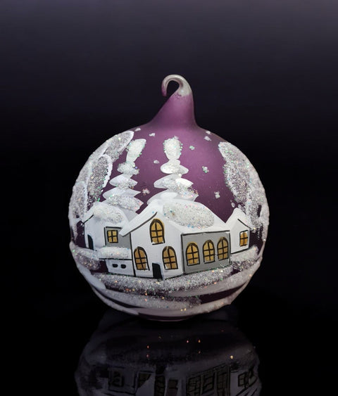 Purple Blown Glass Ornament - Handcrafted - White Cabins Design